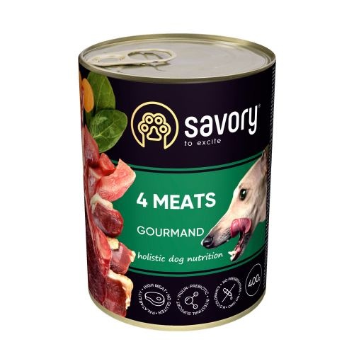 Корм вологий Savory Dog Gourmand 4 meats паштет для дорослих собак усіх порід з чотирма видами м’яса 400 г 1111165045 фото