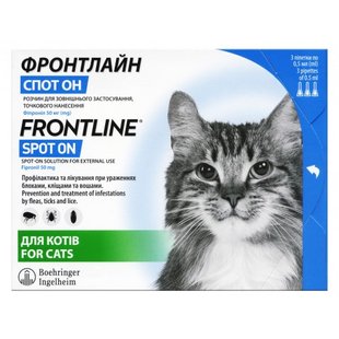 Краплі на холку Boehringer Ingelheim Frontline Spot-ON для котів 3 піпетки 1111166531 фото