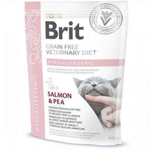 Сухий корм Brit GF VetDiet Cat Hypoallergenic для котів, з харчовою алергією та непереносимістю, з лососем та горохом, 400 г 1111152750 фото