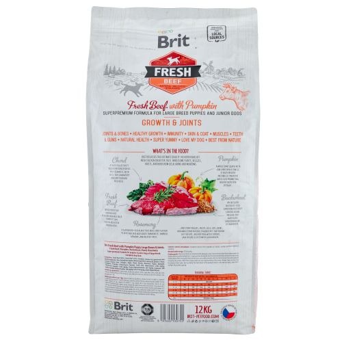 Корм сухий Brit Fresh Beef/Pumpkin Puppy Large для цуценят та молодих собак великих порід з яловичиною та гарбузом 12 кг 1111153743 фото