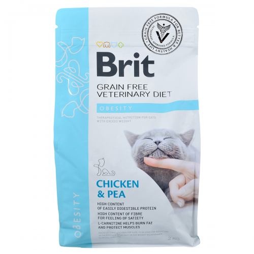 Корм сухий Brit Grain Free VetDiet Cat Obesity для котів з зайвою вагою та ожирінням з куркою та горохом 2 кг 1111152753 фото