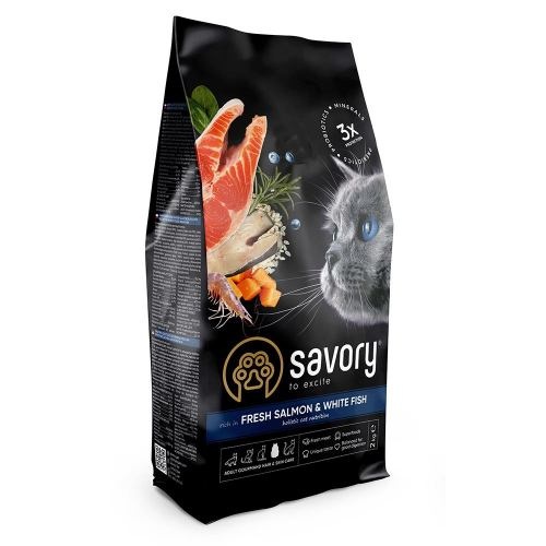 Корм сухий Savory Adult Cat Gourmand Fresh Salmon and White Fish для довгошерстих котів зі свіжим лососем і білою рибою 2 кг 1111162995 фото