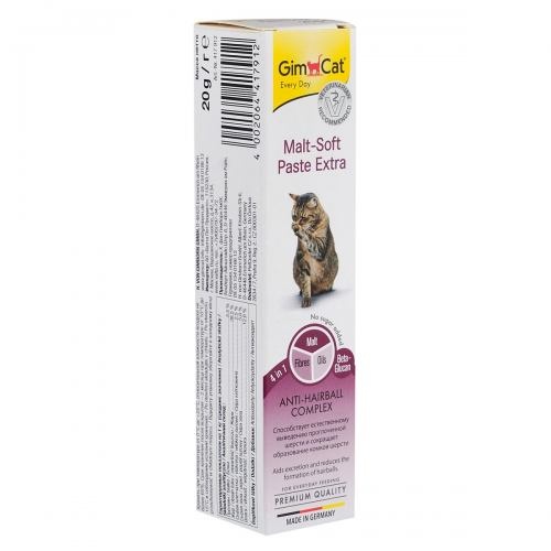 Паста GimCat Every Day Malt-Soft Paste Extra для котів, виведення шерсті зі шлунку, 20 г 2831 фото