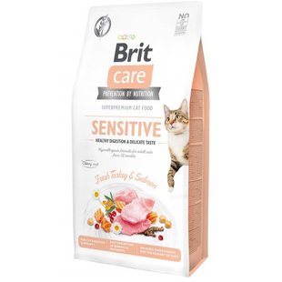 Корм сухий Brit Care Cat Grain Free Sensitive HDigestion Delicate Taste для дорослих котів з чутливим травленням з індичкою та лососем 7 кг 1111162351 фото