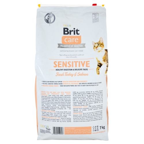 Корм сухий Brit Care Cat Grain Free Sensitive HDigestion Delicate Taste для дорослих котів з чутливим травленням з індичкою та лососем 7 кг 1111162351 фото