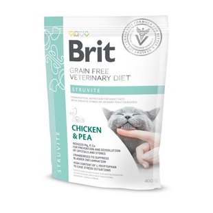 Сухий корм Brit GF VetDiet Cat Struvite для котів, при сечокам'яній хворобі, з куркою та горохом, 400 г 1111152746 фото