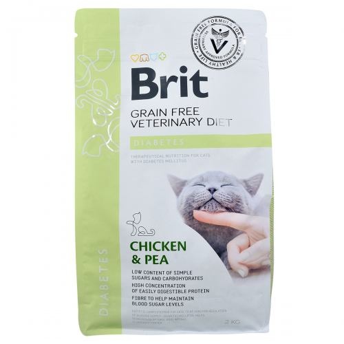 Корм сухий Brit Grain Free VetDiet Cat Diabetes для котів з цукровим діабетом беззерновий з куркою та горохом 2 кг 1111152755 фото