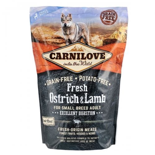 Сухий корм Carnilove Fresh Ostrich & Lamb для дорослих собак дрібних порід, ягня та страус, 1,5 кг 1111153663 фото