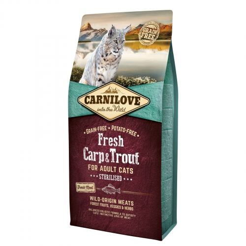 Корм сухий Carnilove Fresh Carp and Trout Sterilised for Adult cats для дорослих стерилізованих та кастрованих котів з коропом та фореллю 6 кг 1111152301 фото