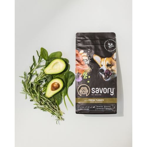 Сухий корм Savory All Breed для стерилізованих собак усіх порід, зі свіжою індичкою, 1 кг 1111171566 фото