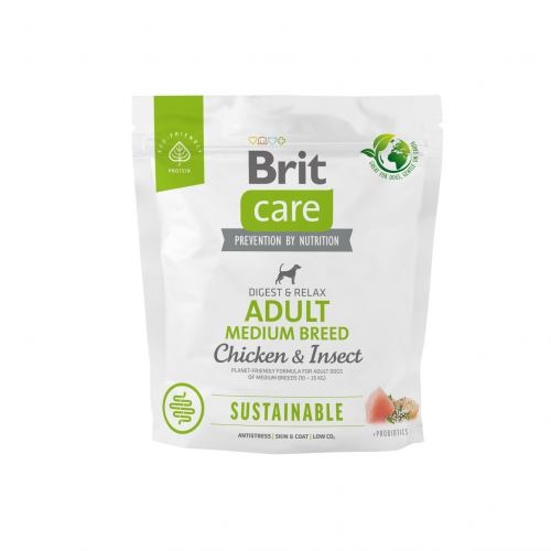 Сухий корм Brit Care Dog Sustainable Adult Medium Breed для собак середніх порід, з куркою та комахами, 1 кг 1111171950 фото