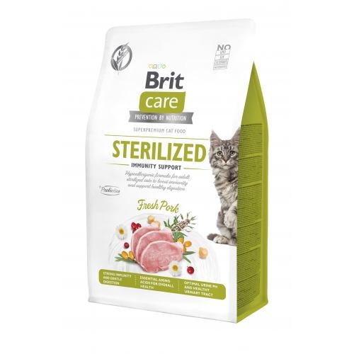 Сухий корм Brit Care Cat by Nutrition Sterilized Immunity Support для стерилізованих котів, зі свининою, 400 г 1111175080 фото