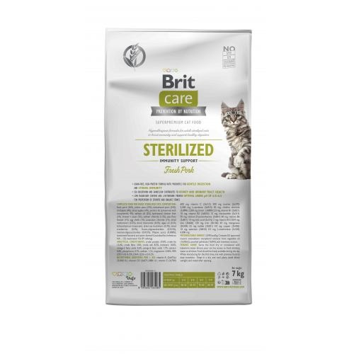 Корм сухий Brit Care Cat Grain Free Sterilized Immunity Support для стерилізованих котів для підтримки імунітету зі свининою 7 кг 1111175082 фото