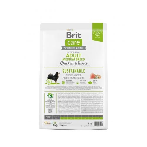 Корм сухий Brit Care Dog Sustainable Adult Medium Breed для дорослих собак середніх порід з куркою та комахами 3 кг 1111173609 фото