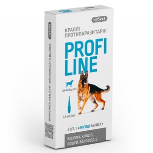 Краплі Provet Profiline для собак 20-40 кг, 4 піпетки по 3,0 мл (інсектоакарицид) 1111175178 фото