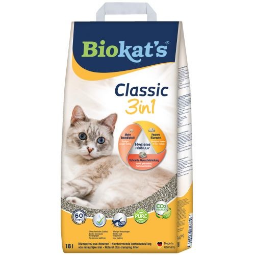 Наповнювач Biokats для котячого туалету Classic 3in1 бентонітовий 0,1–5 мм 18 л 1111161000 фото