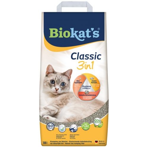 Наповнювач Biokats для котячого туалету Classic 3in1 бентонітовий 0,1–5 мм 18 л 1111161000 фото