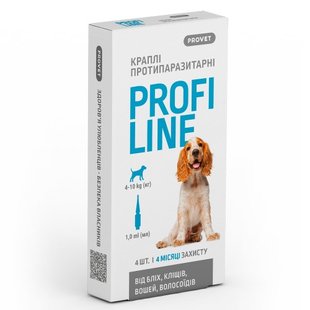 Краплі Provet Profiline для собак 4-10 кг, 4 піпетки по 1,0 мл (інсектоакарицид) 1111175176 фото