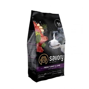 Корм сухий Savory Medium Breed rich in Fresh Turkey and Lamb для дорослих собак середніх порід від 10 до 25 кг зі свіжим ягням та індичкою 3 кг 1111162979 фото