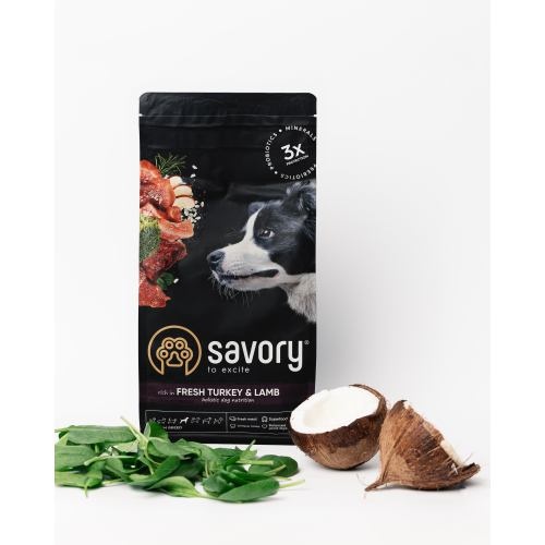 Корм сухий Savory Medium Breed rich in Fresh Turkey and Lamb для дорослих собак середніх порід від 10 до 25 кг зі свіжим ягням та індичкою 3 кг 1111162979 фото