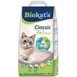 Наповнювач Biokats для котячого туалету Classic Fresh 3in1 бентонітовий 0,1 – 5мм 18 л 1111161001 фото