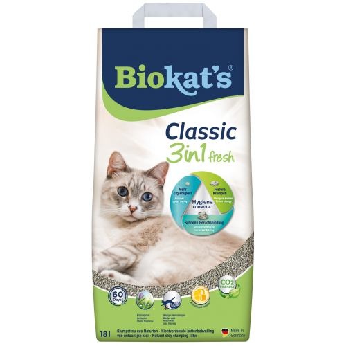 Наповнювач Biokats для котячого туалету Classic Fresh 3in1 бентонітовий 0,1 – 5мм 18 л 1111161001 фото