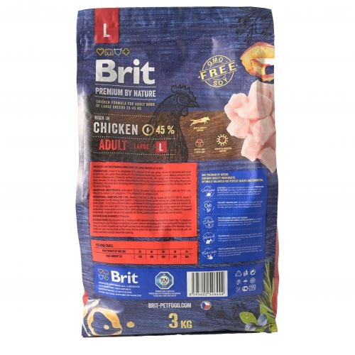 Сухий корм Brit Premium Dog Adult L для дорослих собак великих порід, з куркою, 3 кг 1111150963 фото