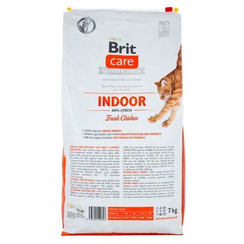 Корм сухий Brit Care Cat Grain Free Indoor Anti-stress для дорослих домашніх котів гіпоалергенний з куркою 7 кг 1111162366 фото