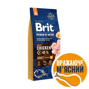 Корм сухий Brit Premium Dog Adult M для дорослих собак середніх порід вагою 10-25 кг з куркою 15 кг 1111150956 фото