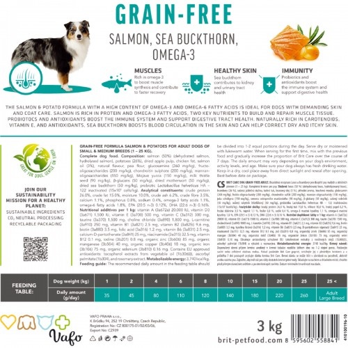 Сухий корм Brit Care Dog Grain-free Adult для собак малих і середніх порід, беззерновий з лососем, 1 кг 1111173377 фото