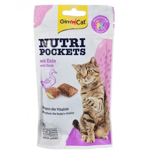 Вітамінні ласощі GimCat Nutri Pockets для котів, качка та мультивітамін, 60 г 1111164086 фото