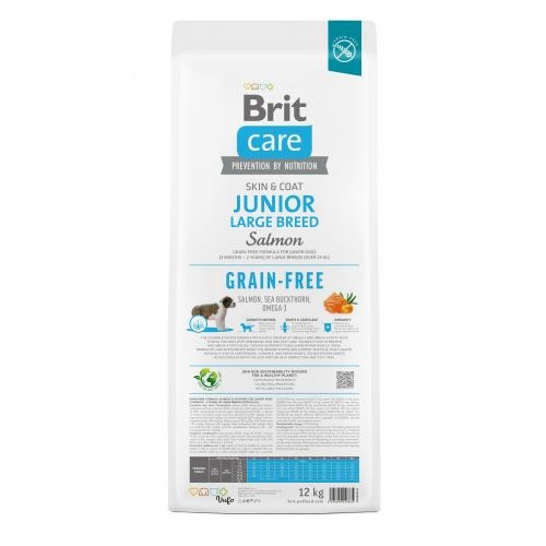 Корм сухий Brit Care Dog Grain-free Junior Large Breed для молодих собак великих порід беззерновий з лососем 12 кг 1111173382 фото