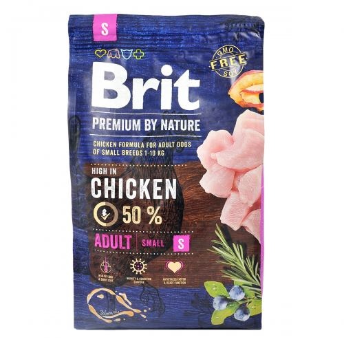 Корм сухий Brit Premium Dog Adult S для дорослих собак дрібних порід вагою 1-10 кг з куркою 3 кг 1111150948 фото