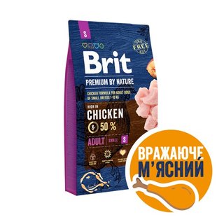 Корм сухий Brit Premium Dog Adult S для дорослих собак дрібних порід вагою 1-10 кг з куркою 8 кг 1111150949 фото