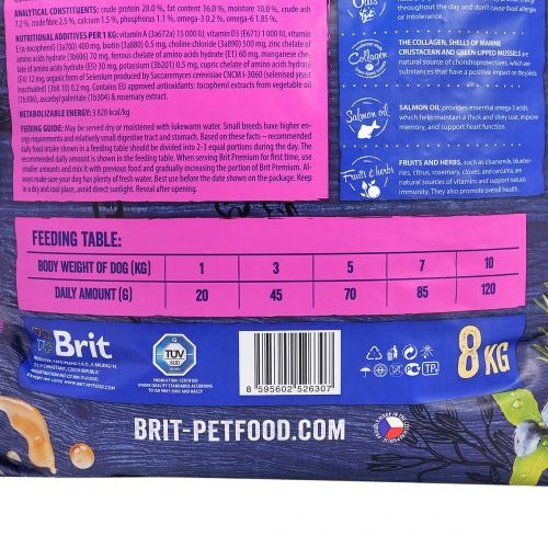 Корм сухий Brit Premium Dog Adult S для дорослих собак дрібних порід вагою 1-10 кг з куркою 8 кг 1111150949 фото