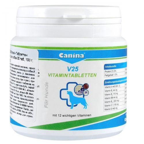 Вітаміни Canina V25 Vitamintabletten для собак, полівітамінний комплекс, 100 г (30 табл) 1111111972 фото