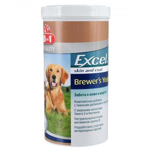 Вітаміни 8in1 Excel Brewers Yeast Large Breed для собак пивні дріжджі з часником для шкіри та шерсті 1430 шт 1111136895 фото