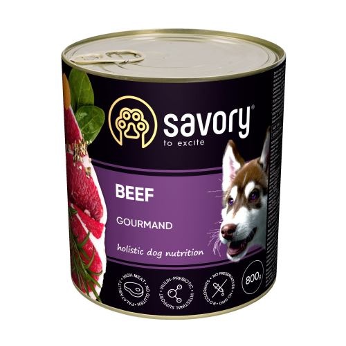 Корм вологий Savory Dog Gourmand Beef паштет для дорослих собак усіх порід з яловичиною 800 г 1111165050 фото