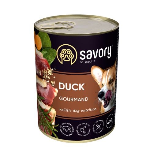 Корм вологий Savory Dog Gourmand Duck паштет для дорослих собак усіх порід з качкою 400 г 1111165041 фото