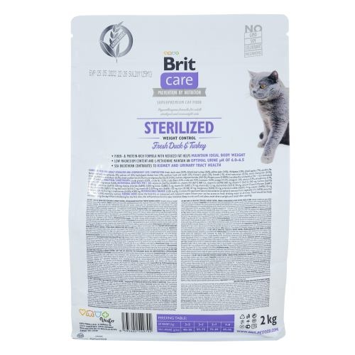 Корм сухий Brit Care Cat Grain Free Sterilized Weight Control для стерилізованих котів з надмірною вагою качка та індичка 2 кг 1111162361 фото